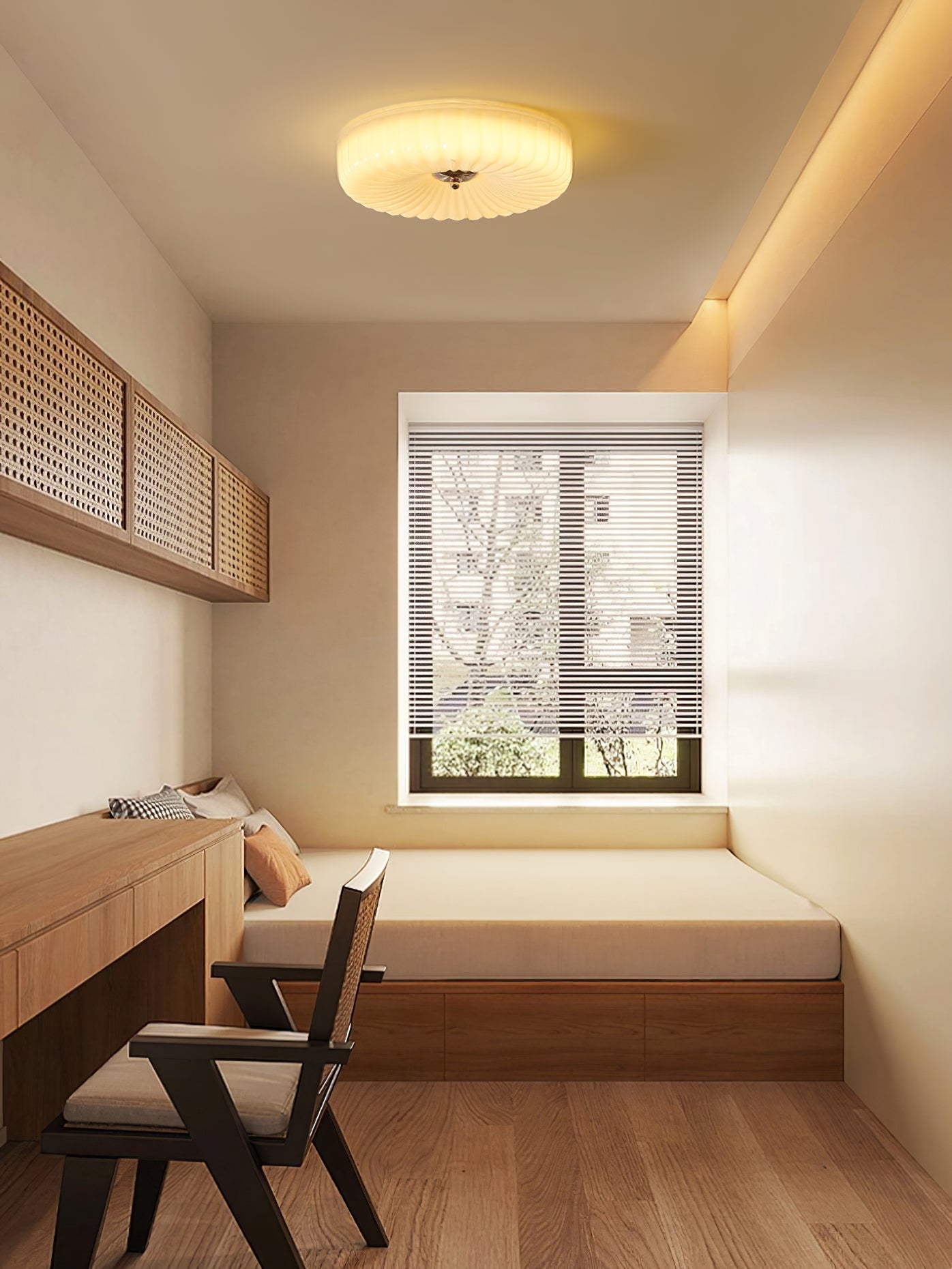 Willa Glass Flush Mount Ceiling Light - Modern Wave-Shaped LED Lamp | Luxury Chrome Bedroom Light | 24W/36W Low Profile Fixture