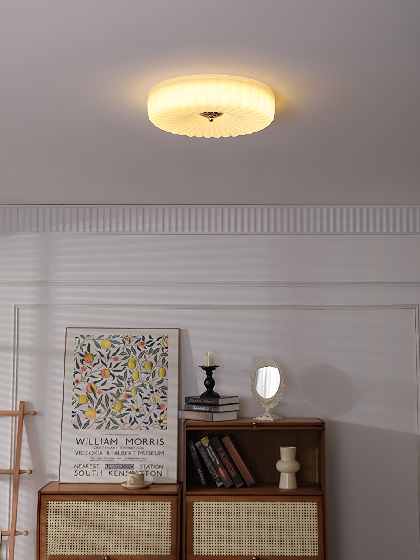 Willa Glass Flush Mount Ceiling Light - Modern Wave-Shaped LED Lamp | Luxury Chrome Bedroom Light | 24W/36W Low Profile Fixture