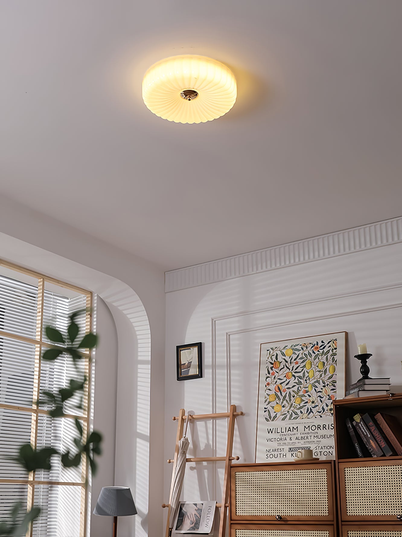 Willa Glass Flush Mount Ceiling Light - Modern Wave-Shaped LED Lamp | Luxury Chrome Bedroom Light | 24W/36W Low Profile Fixture