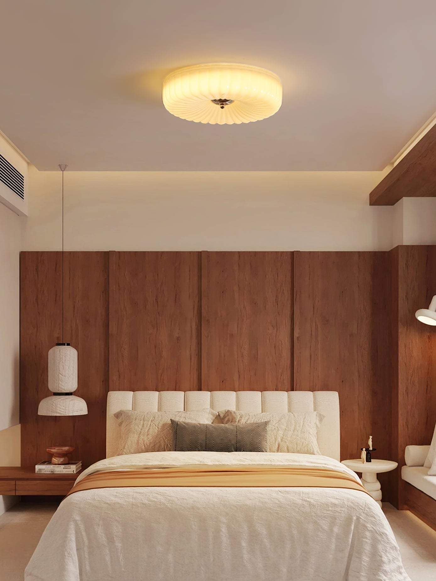 Willa Glass Flush Mount Ceiling Light - Modern Wave-Shaped LED Lamp | Luxury Chrome Bedroom Light | 24W/36W Low Profile Fixture