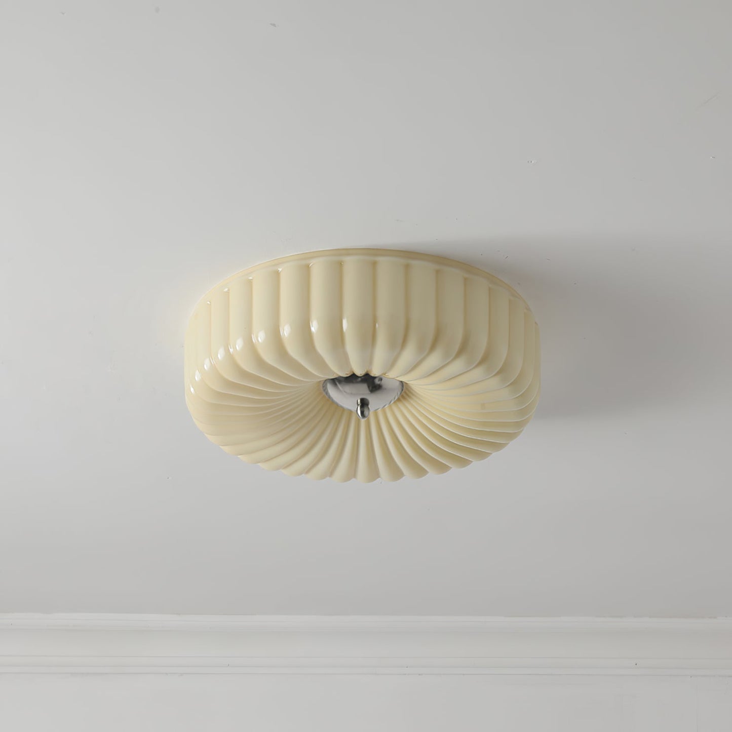 Willa Glass Flush Mount Ceiling Light - Modern Wave-Shaped LED Lamp | Luxury Chrome Bedroom Light | 24W/36W Low Profile Fixture