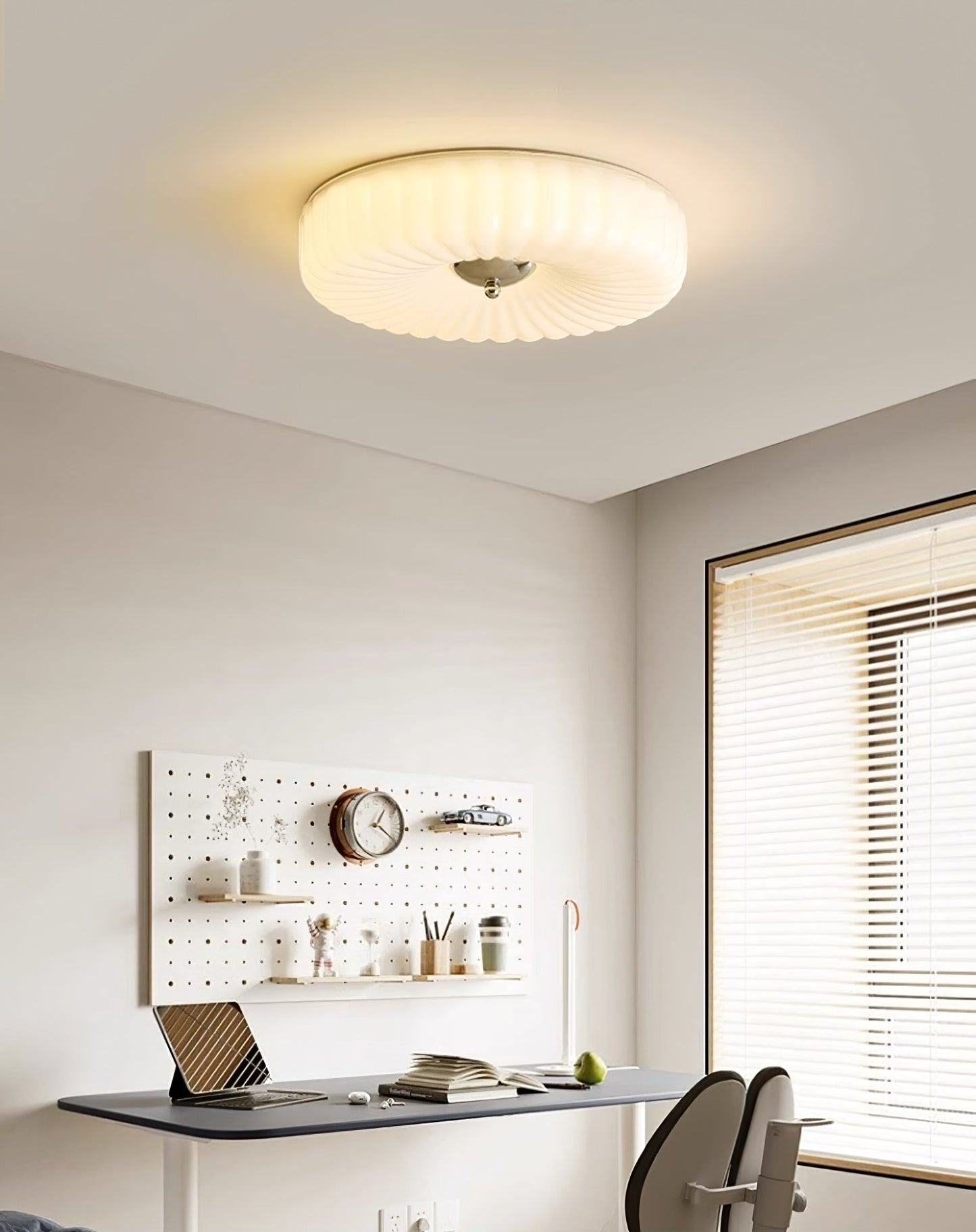 Willa Glass Flush Mount Ceiling Light - Modern Wave-Shaped LED Lamp | Luxury Chrome Bedroom Light | 24W/36W Low Profile Fixture