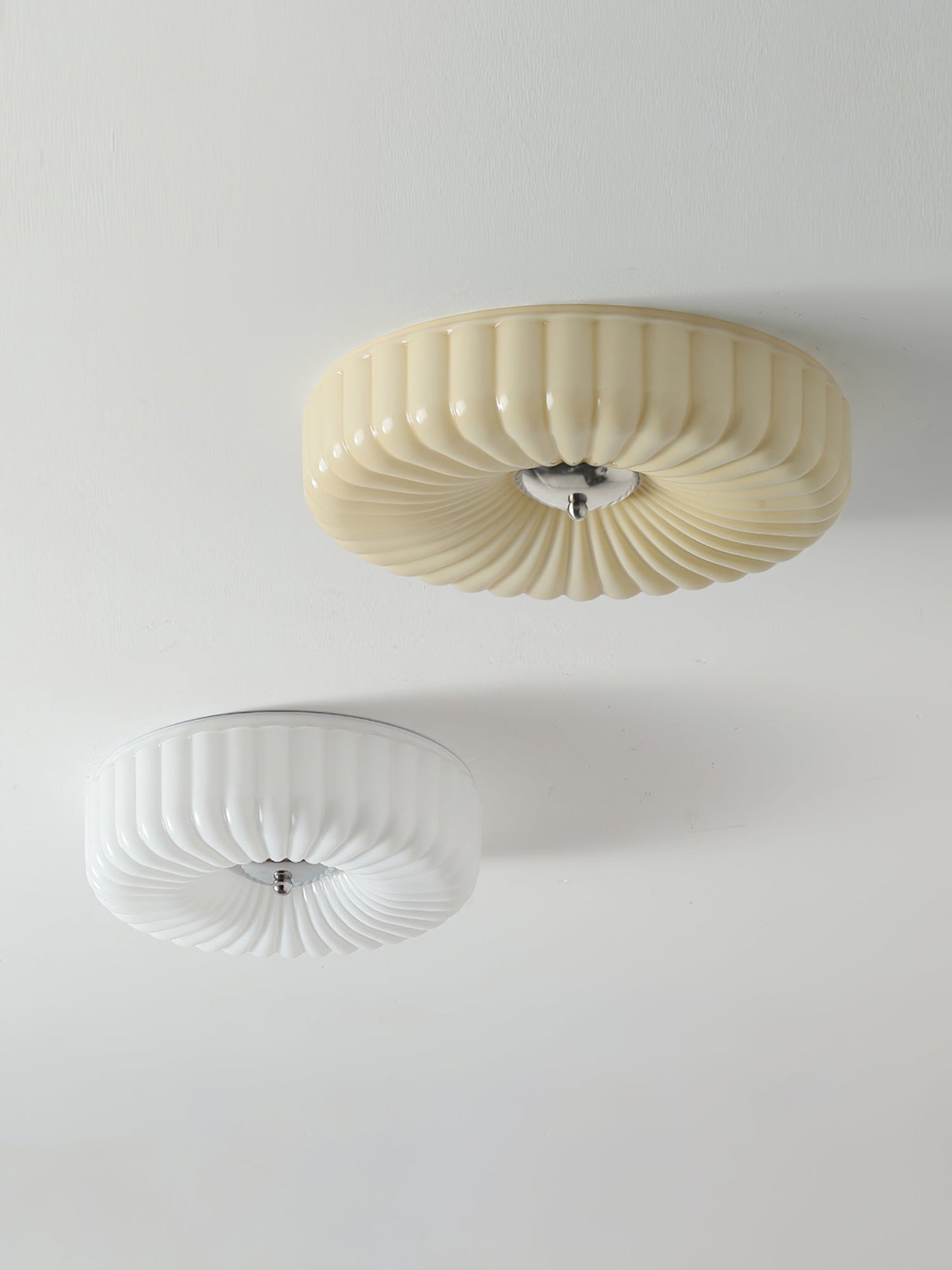 Willa Glass Flush Mount Ceiling Light - Modern Wave-Shaped LED Lamp | Luxury Chrome Bedroom Light | 24W/36W Low Profile Fixture