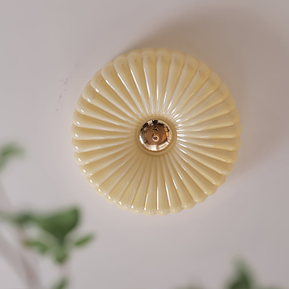 Willa Glass Flush Mount Ceiling Light - Modern Wave-Shaped LED Lamp | Luxury Chrome Bedroom Light | 24W/36W Low Profile Fixture