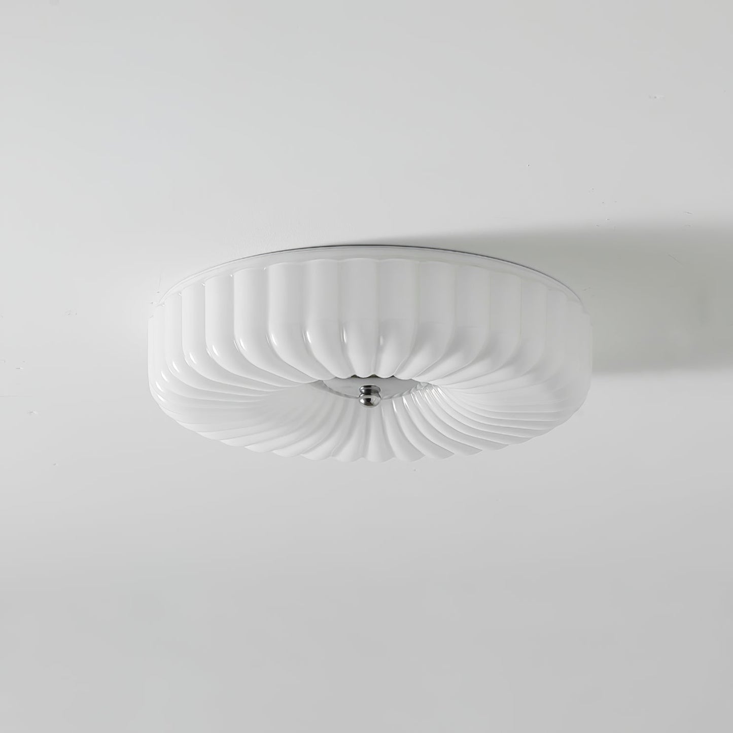 Willa Glass Flush Mount Ceiling Light - Modern Wave-Shaped LED Lamp | Luxury Chrome Bedroom Light | 24W/36W Low Profile Fixture