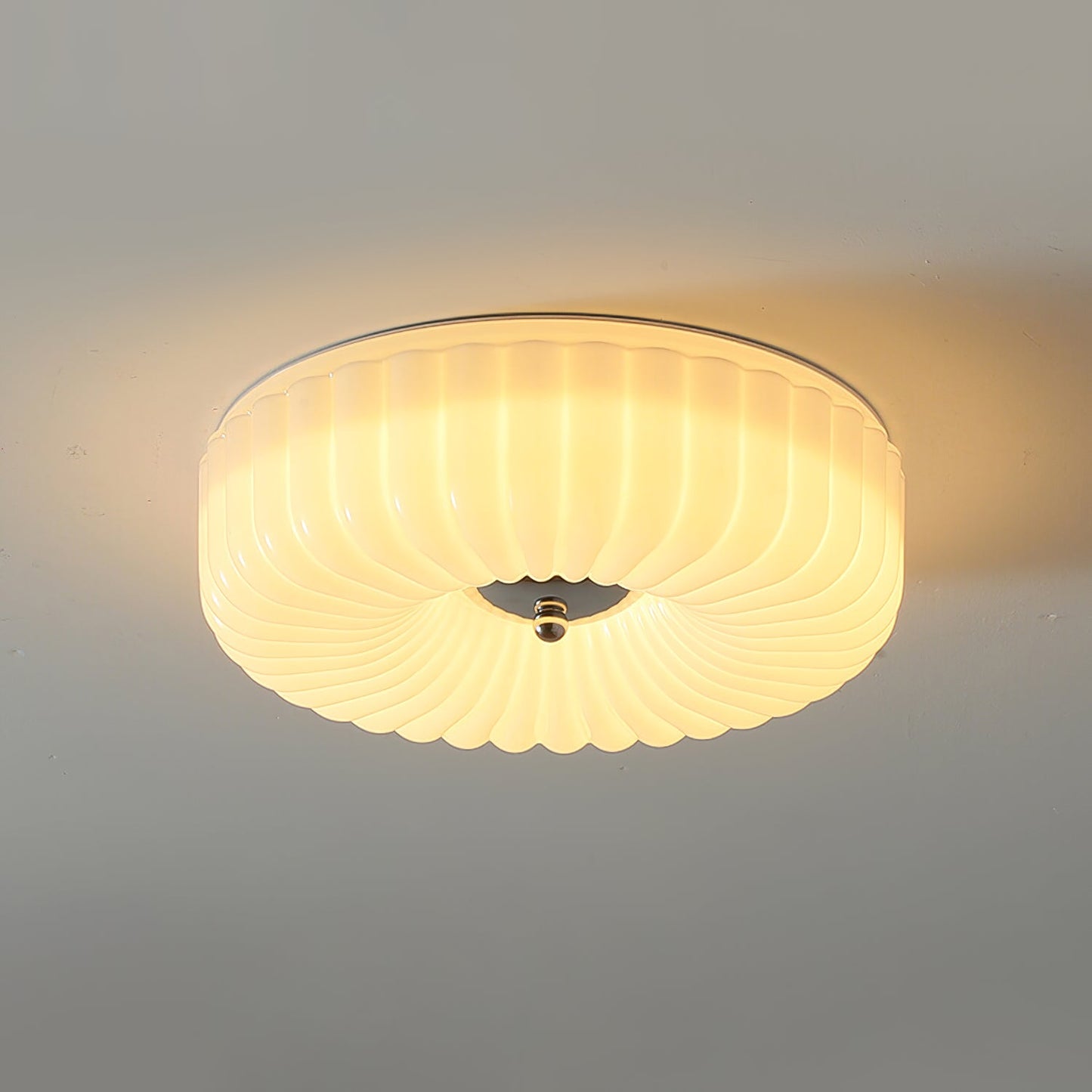 Willa Glass Flush Mount Ceiling Light - Modern Wave-Shaped LED Lamp | Luxury Chrome Bedroom Light | 24W/36W Low Profile Fixture