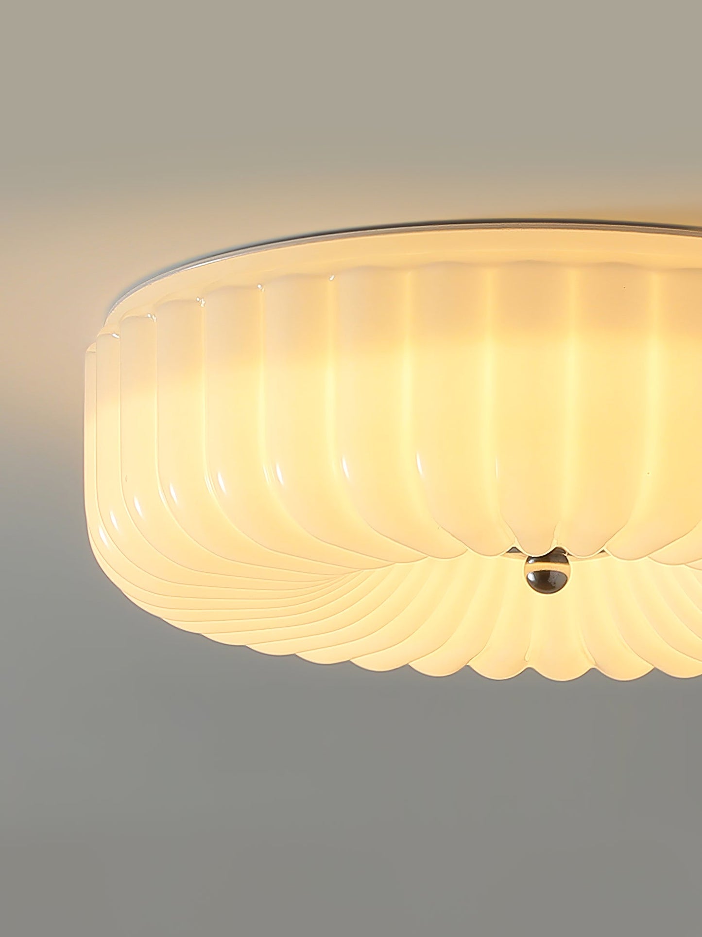 Willa Glass Flush Mount Ceiling Light - Modern Wave-Shaped LED Lamp | Luxury Chrome Bedroom Light | 24W/36W Low Profile Fixture
