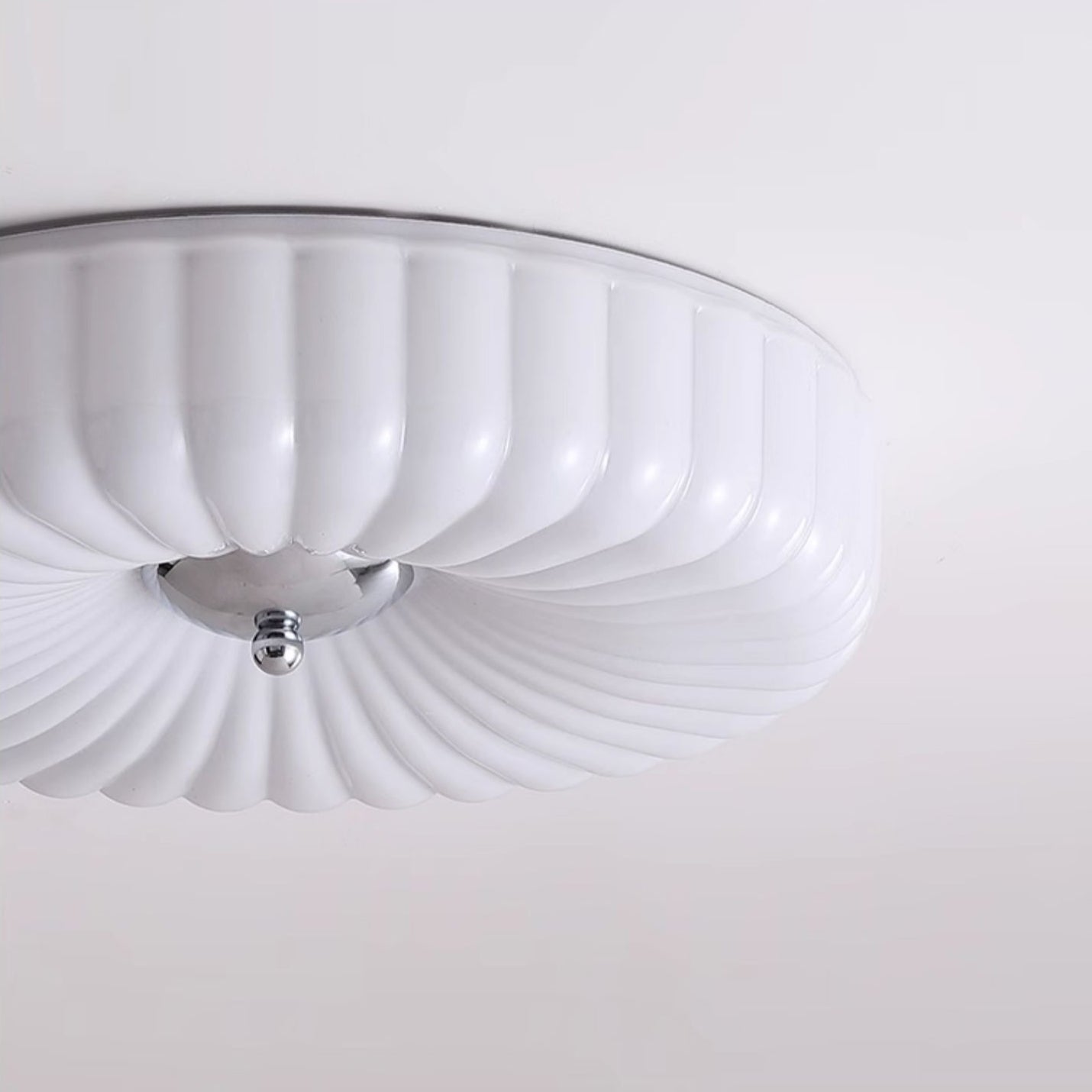 Willa Glass Flush Mount Ceiling Light - Modern Wave-Shaped LED Lamp | Luxury Chrome Bedroom Light | 24W/36W Low Profile Fixture