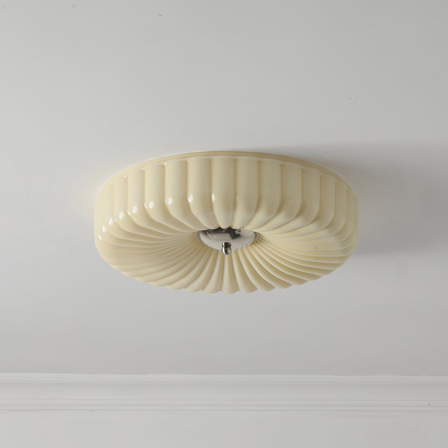 Willa Glass Flush Mount Ceiling Light - Modern Wave-Shaped LED Lamp | Luxury Chrome Bedroom Light | 24W/36W Low Profile Fixture