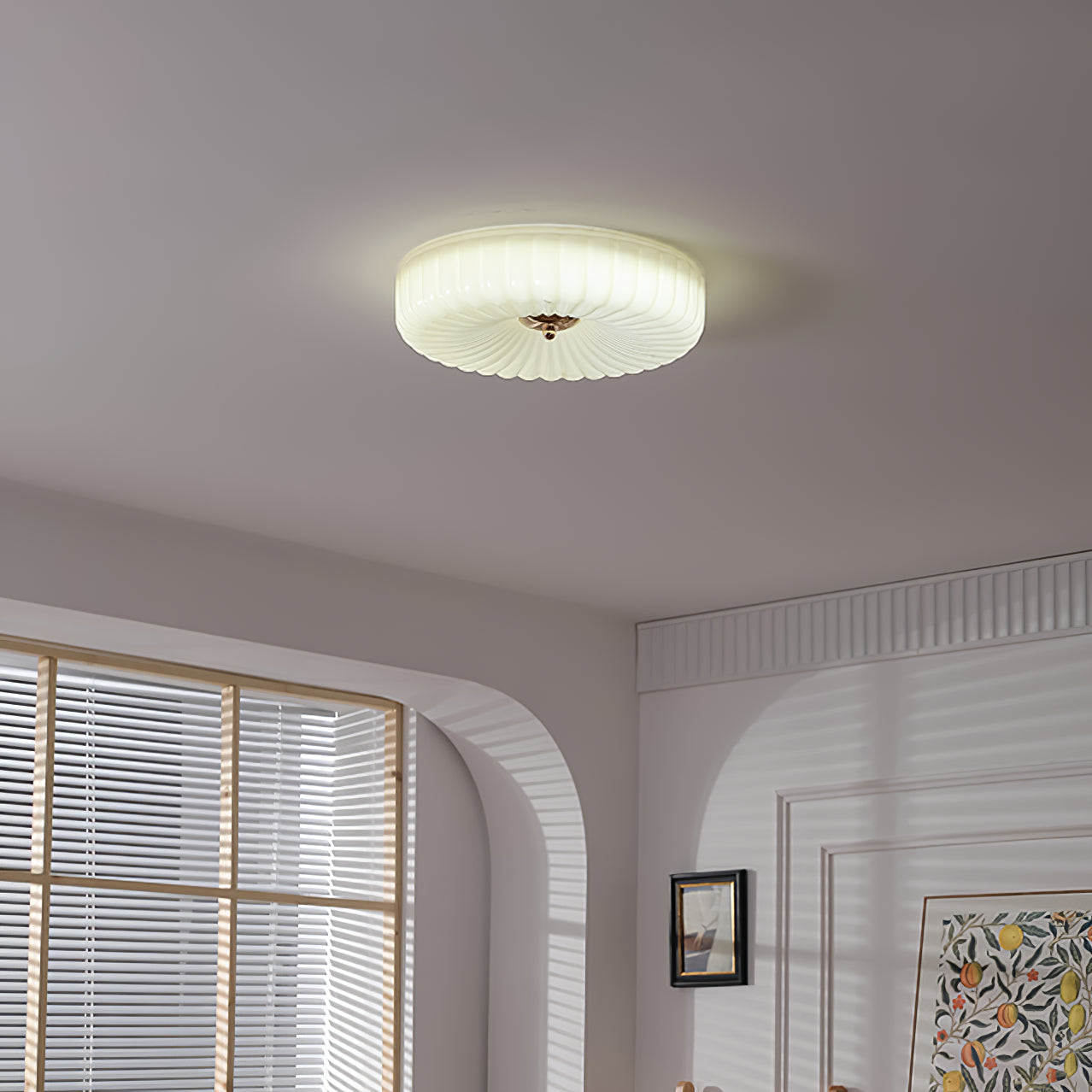 Willa Glass Flush Mount Ceiling Light - Modern Wave-Shaped LED Lamp | Luxury Chrome Bedroom Light | 24W/36W Low Profile Fixture