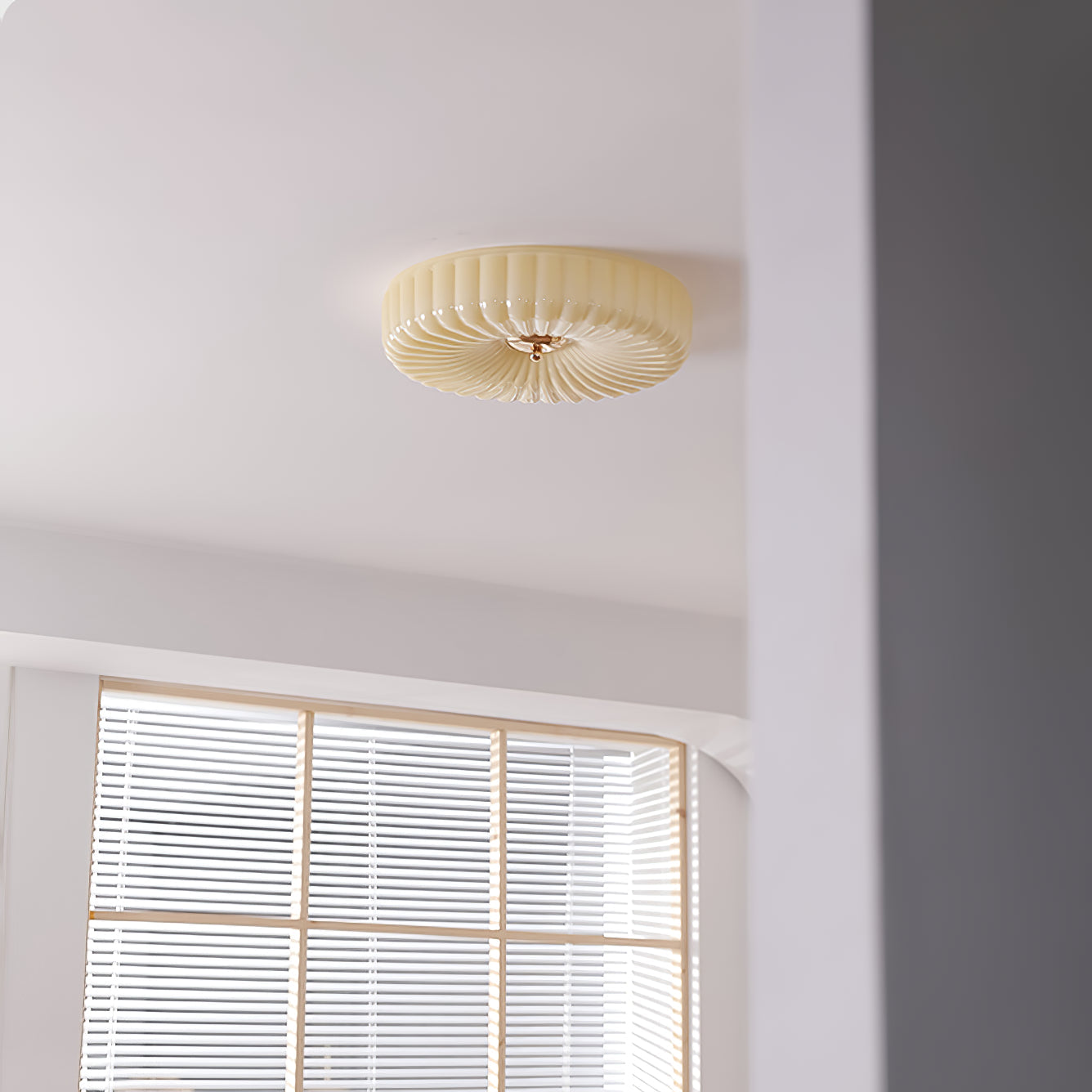 Willa Glass Flush Mount Ceiling Light - Modern Wave-Shaped LED Lamp | Luxury Chrome Bedroom Light | 24W/36W Low Profile Fixture