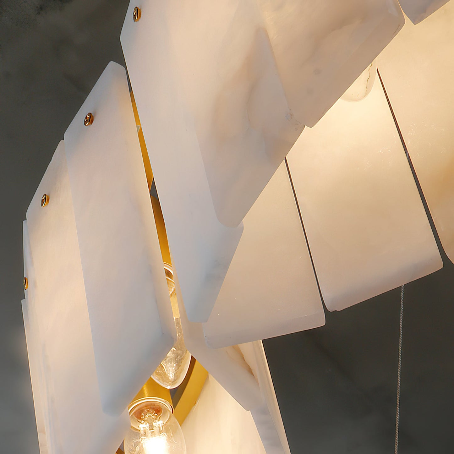Willamette Luxury Alabaster Chandelier - Handcrafted Natural Stone Floating Pendant | Multi-Light Brass Hanging Fixture | G9 Base