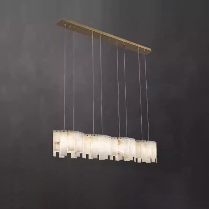 Willamette Luxury Alabaster Chandelier - Handcrafted Natural Stone Floating Pendant | Multi-Light Brass Hanging Fixture | G9 Base