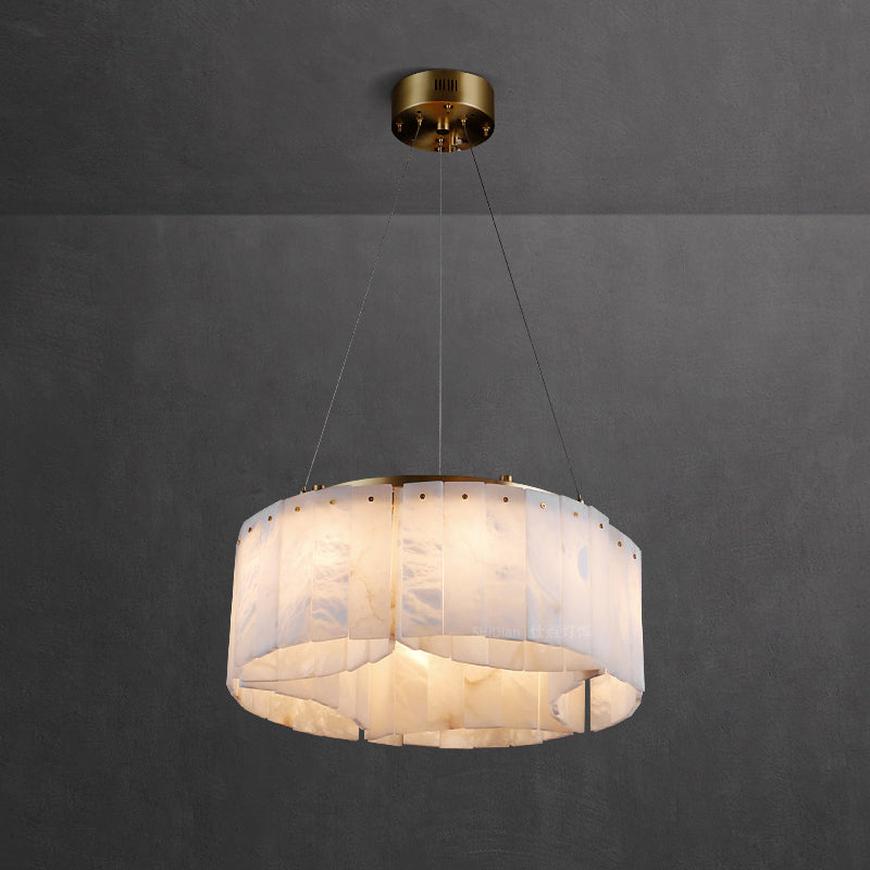 Willamette Luxury Alabaster Chandelier - Handcrafted Natural Stone Floating Pendant | Multi-Light Brass Hanging Fixture | G9 Base