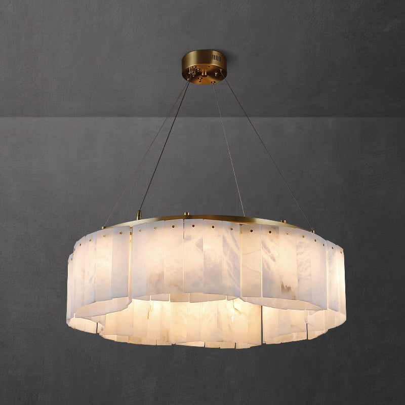 Willamette Luxury Alabaster Chandelier - Handcrafted Natural Stone Floating Pendant | Multi-Light Brass Hanging Fixture | G9 Base
