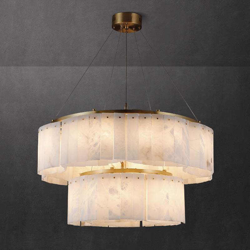 Willamette Luxury Alabaster Chandelier - Handcrafted Natural Stone Floating Pendant | Multi-Light Brass Hanging Fixture | G9 Base