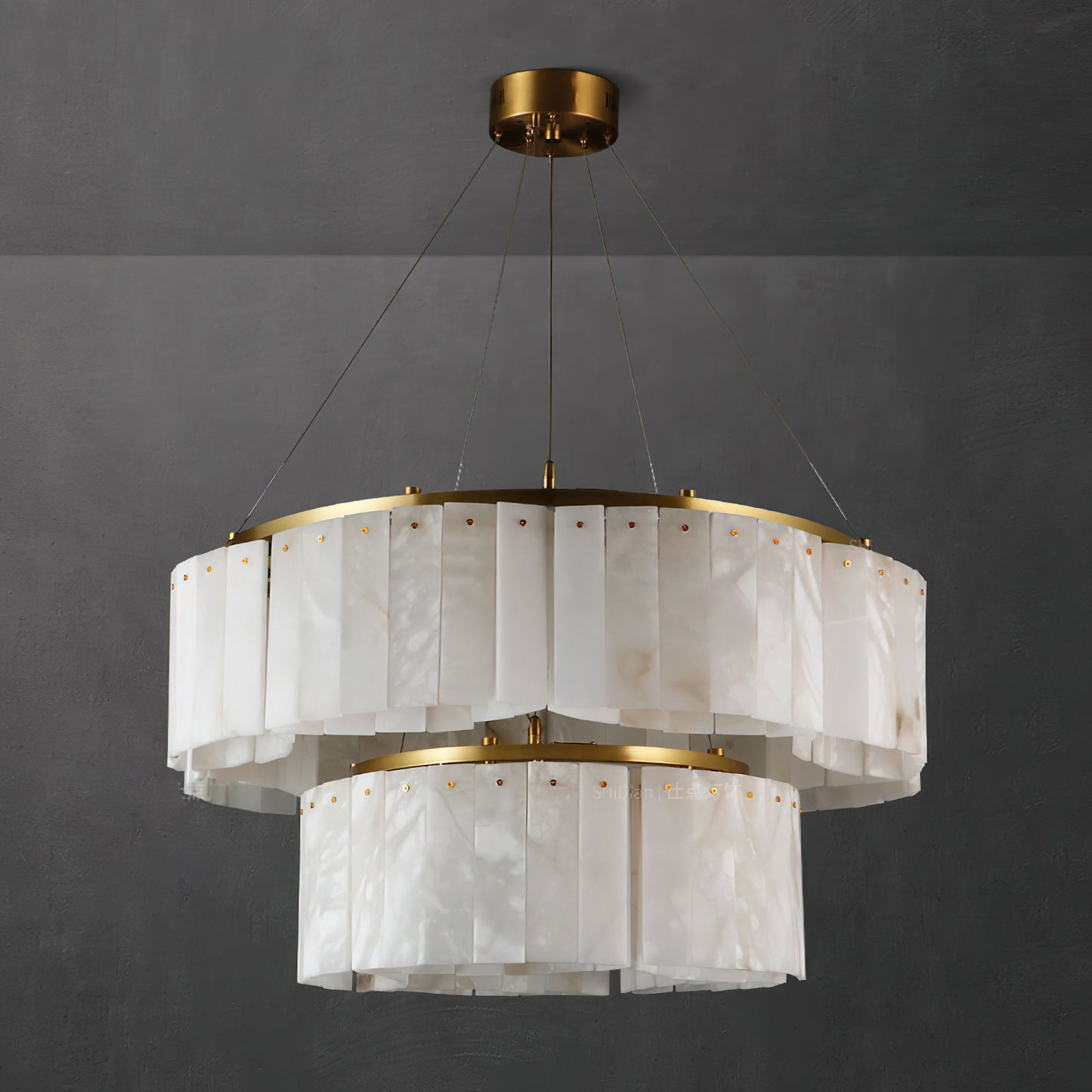 Willamette Luxury Alabaster Chandelier - Handcrafted Natural Stone Floating Pendant | Multi-Light Brass Hanging Fixture | G9 Base