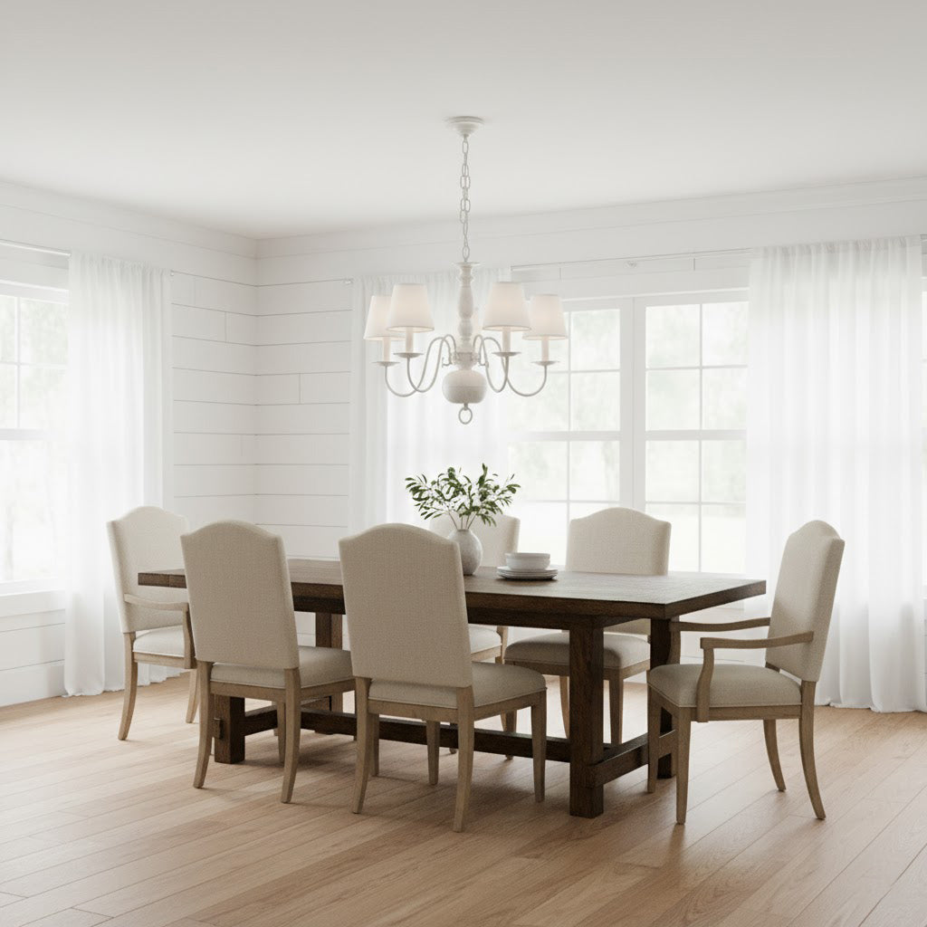 Williamsburg Luxury Brass Chandelier - Classic 5-Light Colonial Hanging Pendant | Traditional Multi-Arm Island Lamp | E14 Base