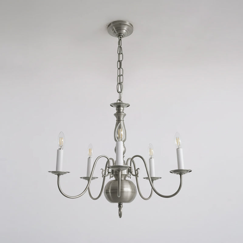 Williamsburg Luxury Brass Chandelier - Classic 5-Light Colonial Hanging Pendant | Traditional Multi-Arm Island Lamp | E14 Base