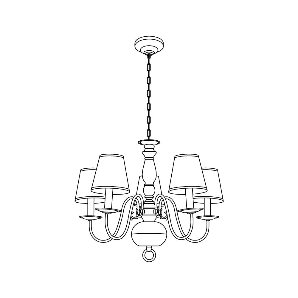 Williamsburg Luxury Brass Chandelier - Classic 5-Light Colonial Hanging Pendant | Traditional Multi-Arm Island Lamp | E14 Base