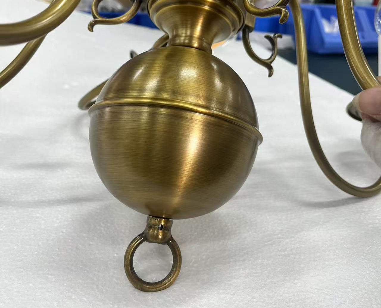 Williamsburg Luxury Brass Chandelier - Classic 5-Light Colonial Hanging Pendant | Traditional Multi-Arm Island Lamp | E14 Base