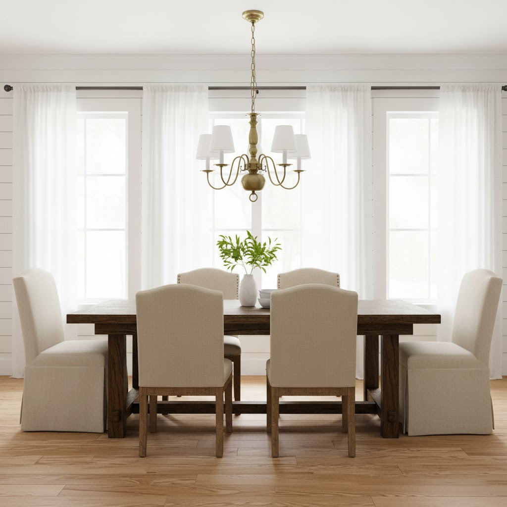 Williamsburg Luxury Brass Chandelier - Classic 5-Light Colonial Hanging Pendant | Traditional Multi-Arm Island Lamp | E14 Base