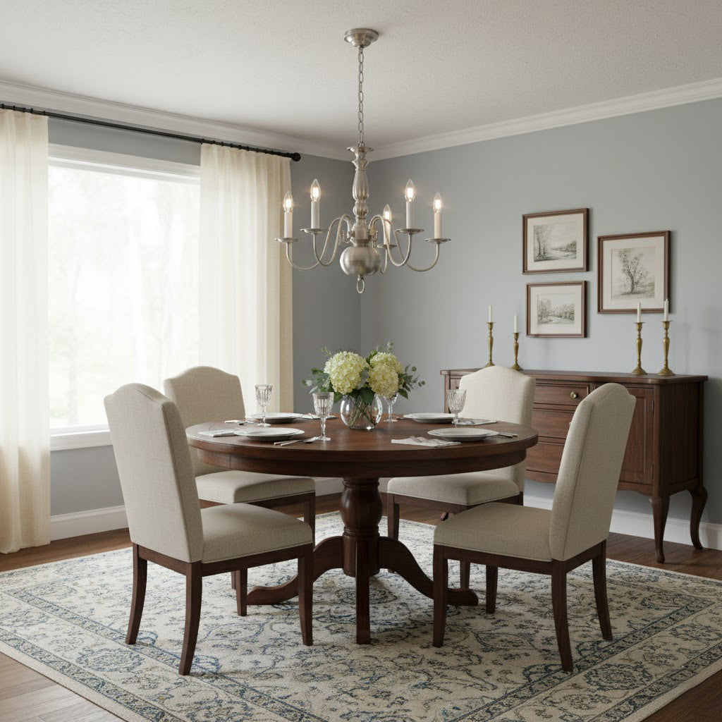 Williamsburg Luxury Brass Chandelier - Classic 5-Light Colonial Hanging Pendant | Traditional Multi-Arm Island Lamp | E14 Base