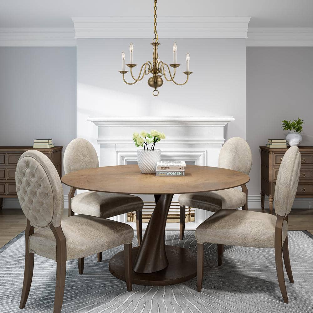 Williamsburg Luxury Brass Chandelier - Classic 5-Light Colonial Hanging Pendant | Traditional Multi-Arm Island Lamp | E14 Base