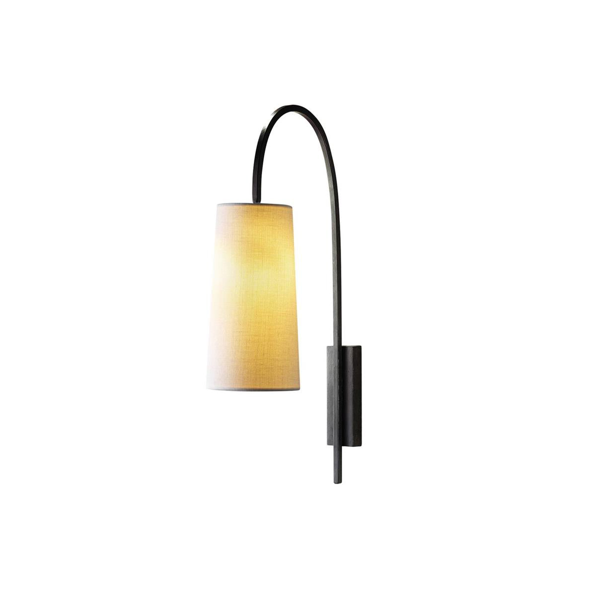 Willow Arc Wall Lamp - Industrial Fabric Shade Sconce | Vintage Street Light Inspired Bedside Reading Lamp | E14 Base