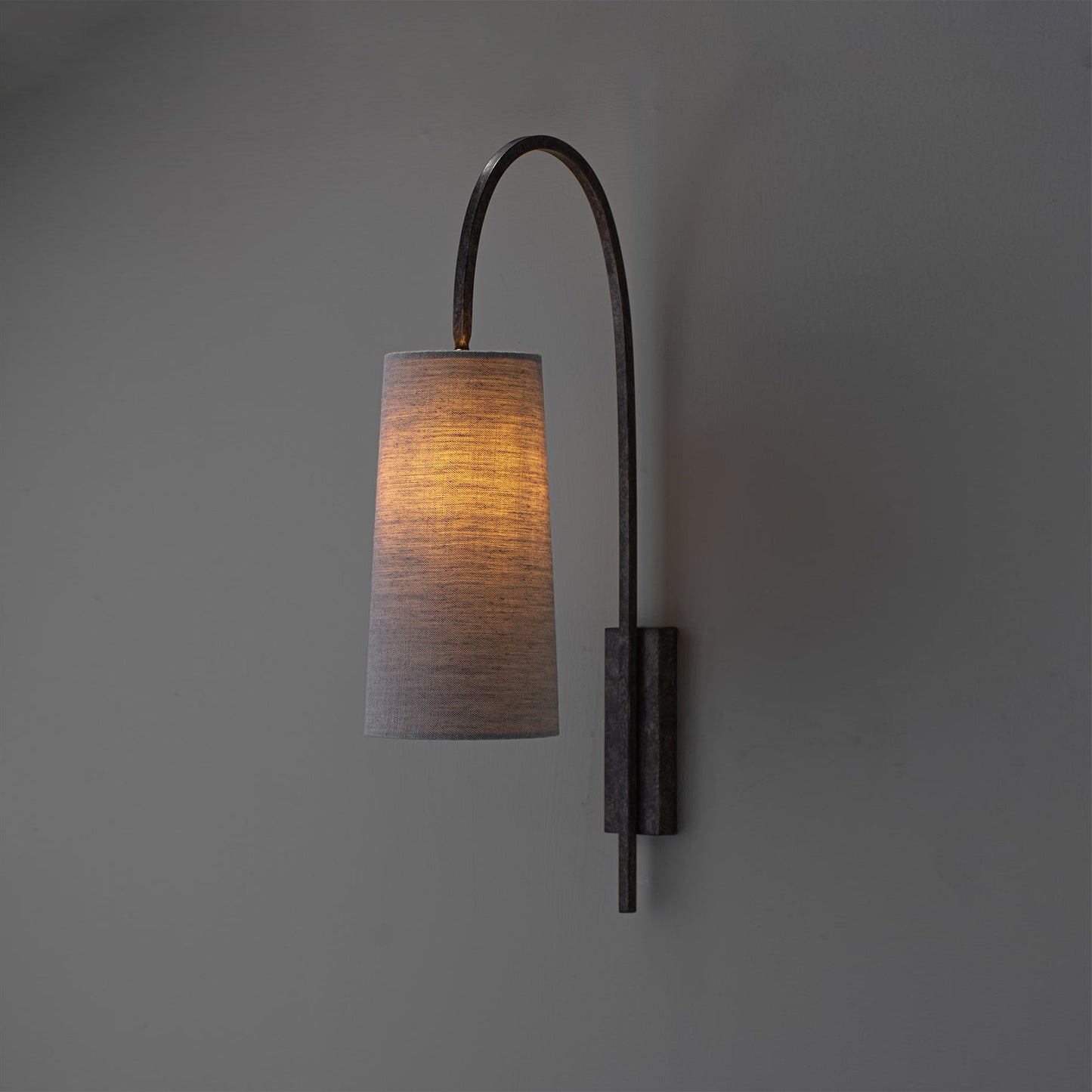 Willow Arc Wall Lamp - Industrial Fabric Shade Sconce | Vintage Street Light Inspired Bedside Reading Lamp | E14 Base