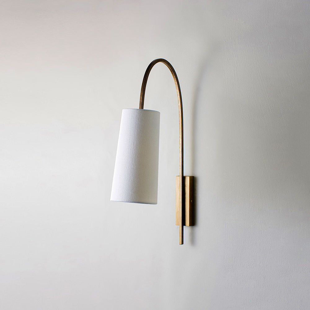 Willow Arc Wall Lamp - Industrial Fabric Shade Sconce | Vintage Street Light Inspired Bedside Reading Lamp | E14 Base