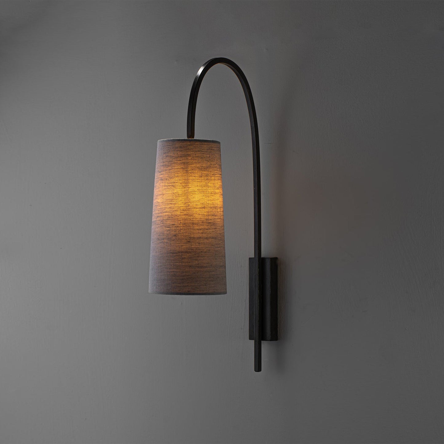 Willow Arc Wall Lamp - Industrial Fabric Shade Sconce | Vintage Street Light Inspired Bedside Reading Lamp | E14 Base
