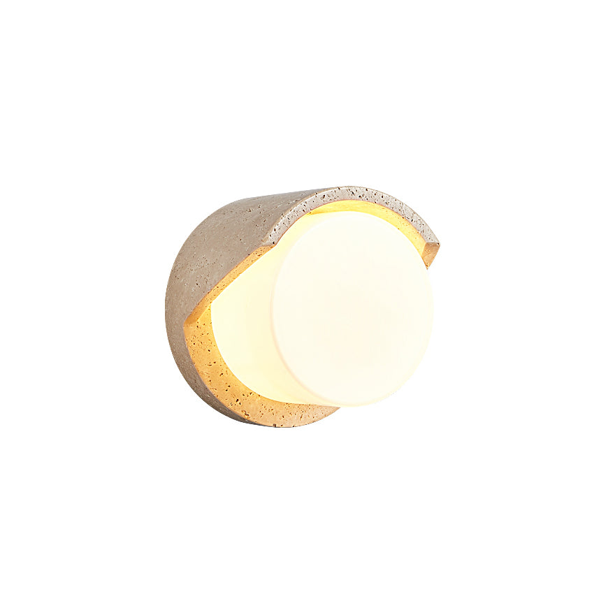Wilma Travertine Wall Sconce - Natural Stone & Glass Luxury LED Vanity Lamp | Modern Minimalist Bedside Lighting | G9 Base