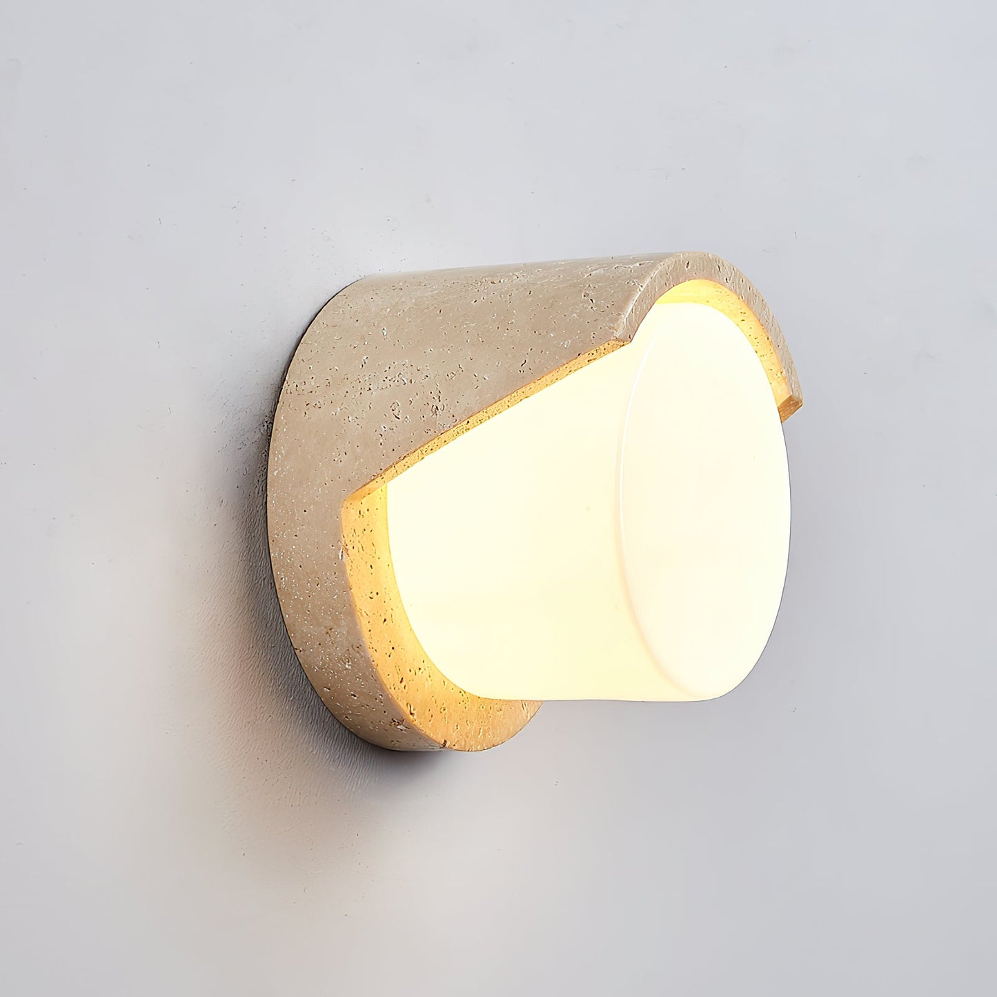 Wilma Travertine Wall Sconce - Natural Stone & Glass Luxury LED Vanity Lamp | Modern Minimalist Bedside Lighting | G9 Base