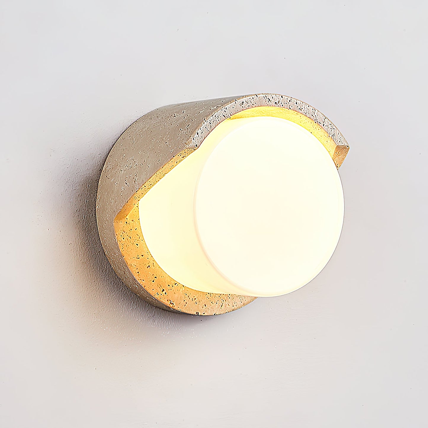 Wilma Travertine Wall Sconce - Natural Stone & Glass Luxury LED Vanity Lamp | Modern Minimalist Bedside Lighting | G9 Base