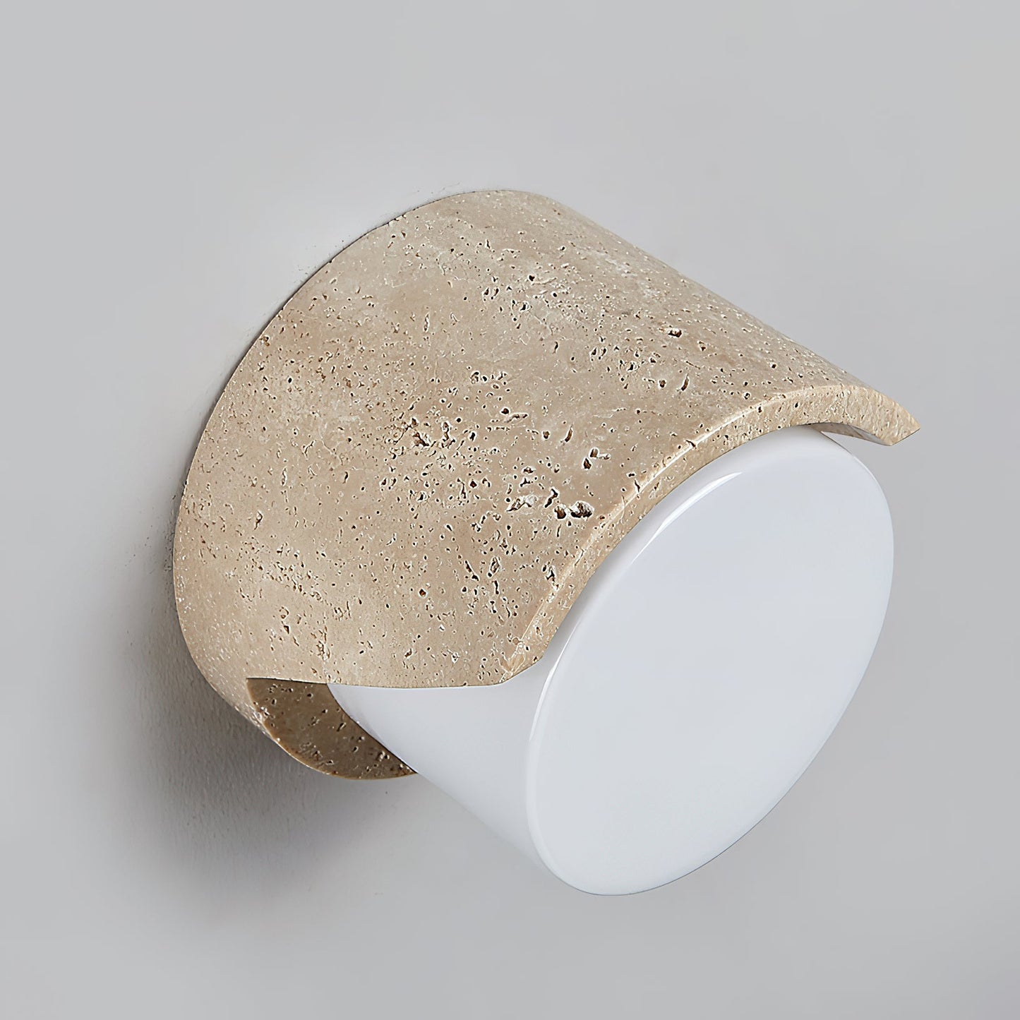Wilma Travertine Wall Sconce - Natural Stone & Glass Luxury LED Vanity Lamp | Modern Minimalist Bedside Lighting | G9 Base