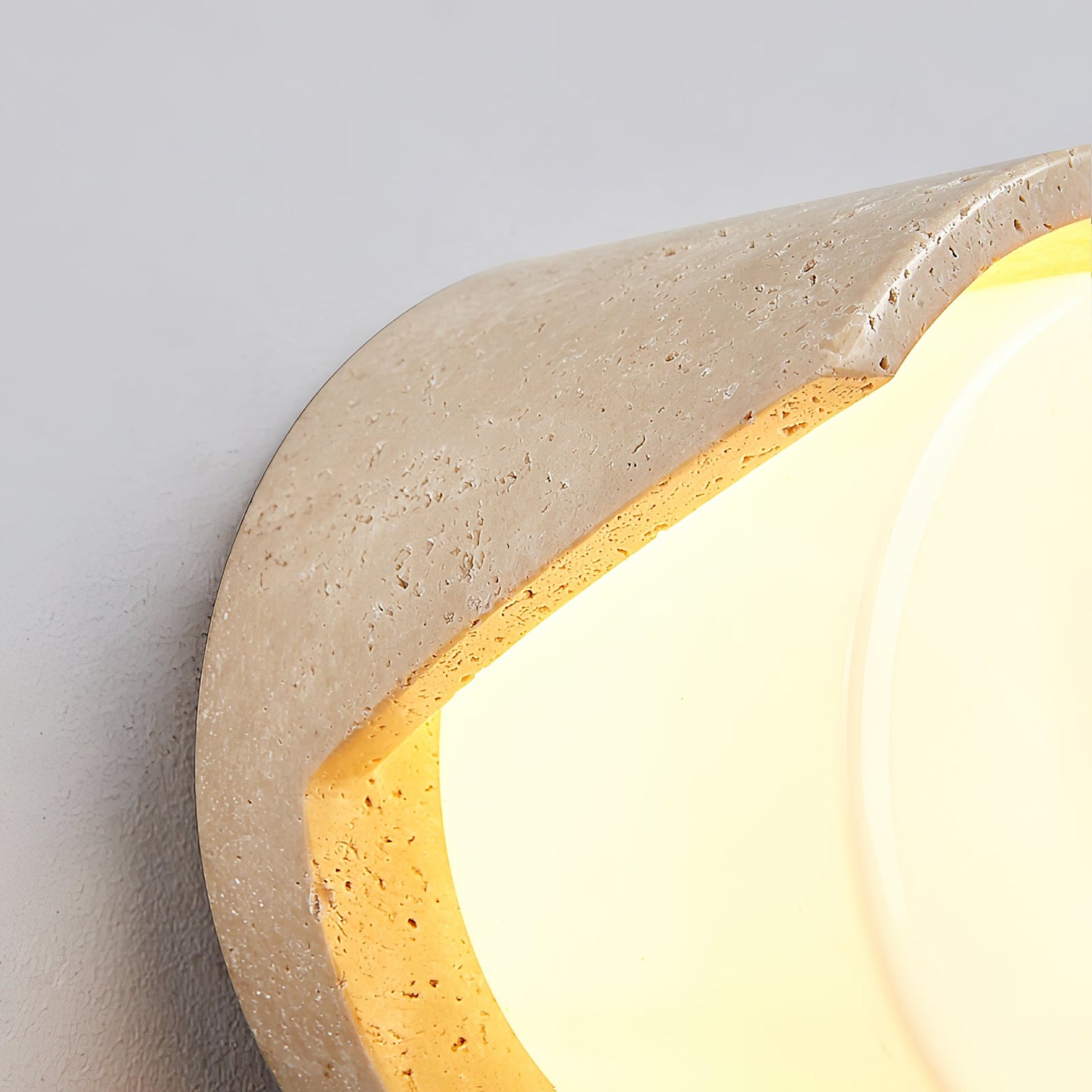 Wilma Travertine Wall Sconce - Natural Stone & Glass Luxury LED Vanity Lamp | Modern Minimalist Bedside Lighting | G9 Base