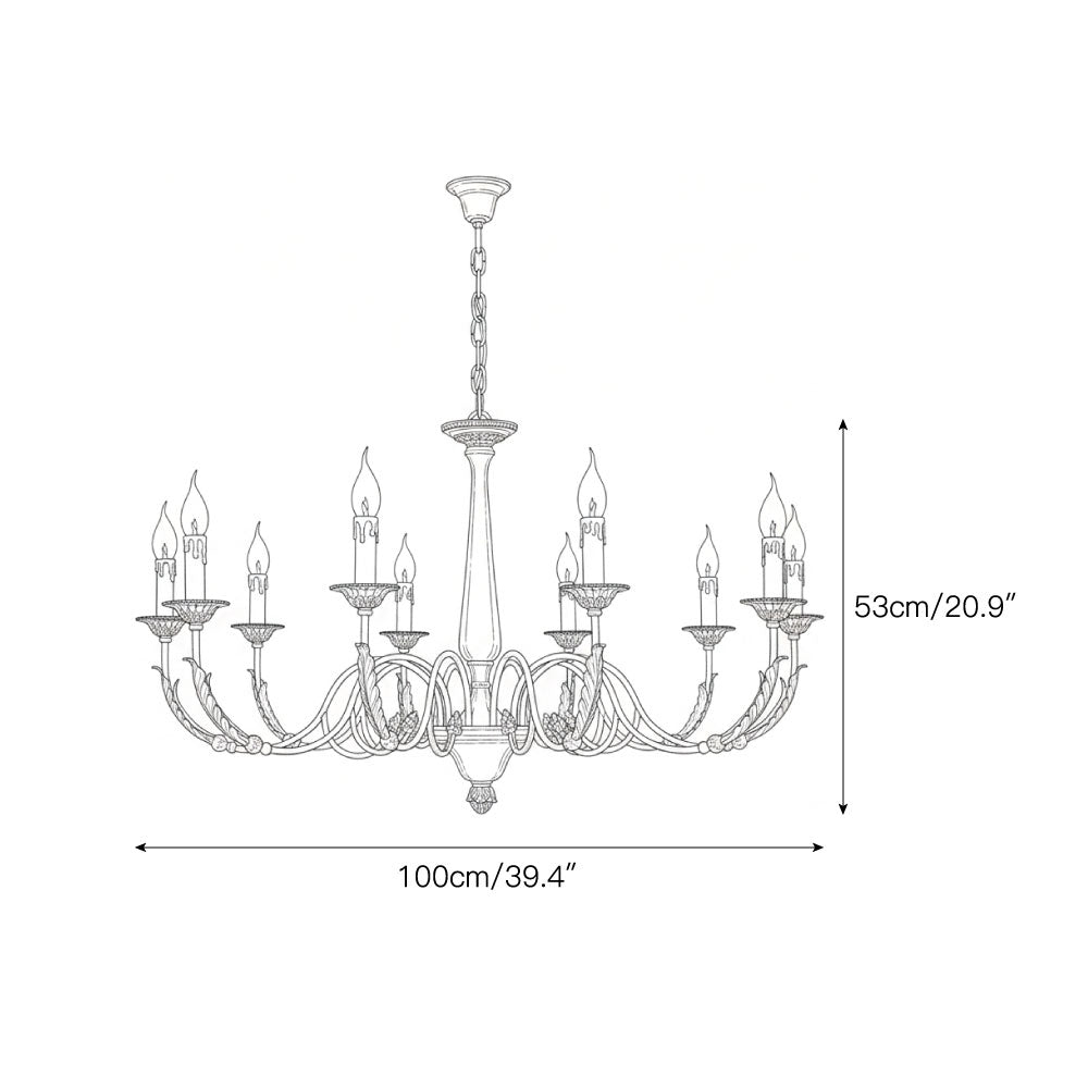 Winchester Luxury Brass Chandelier - Classic Candle Effect Hanging Light | 3, 6, 8, or 10-Head Grand Dining Pendant | E12 E14
