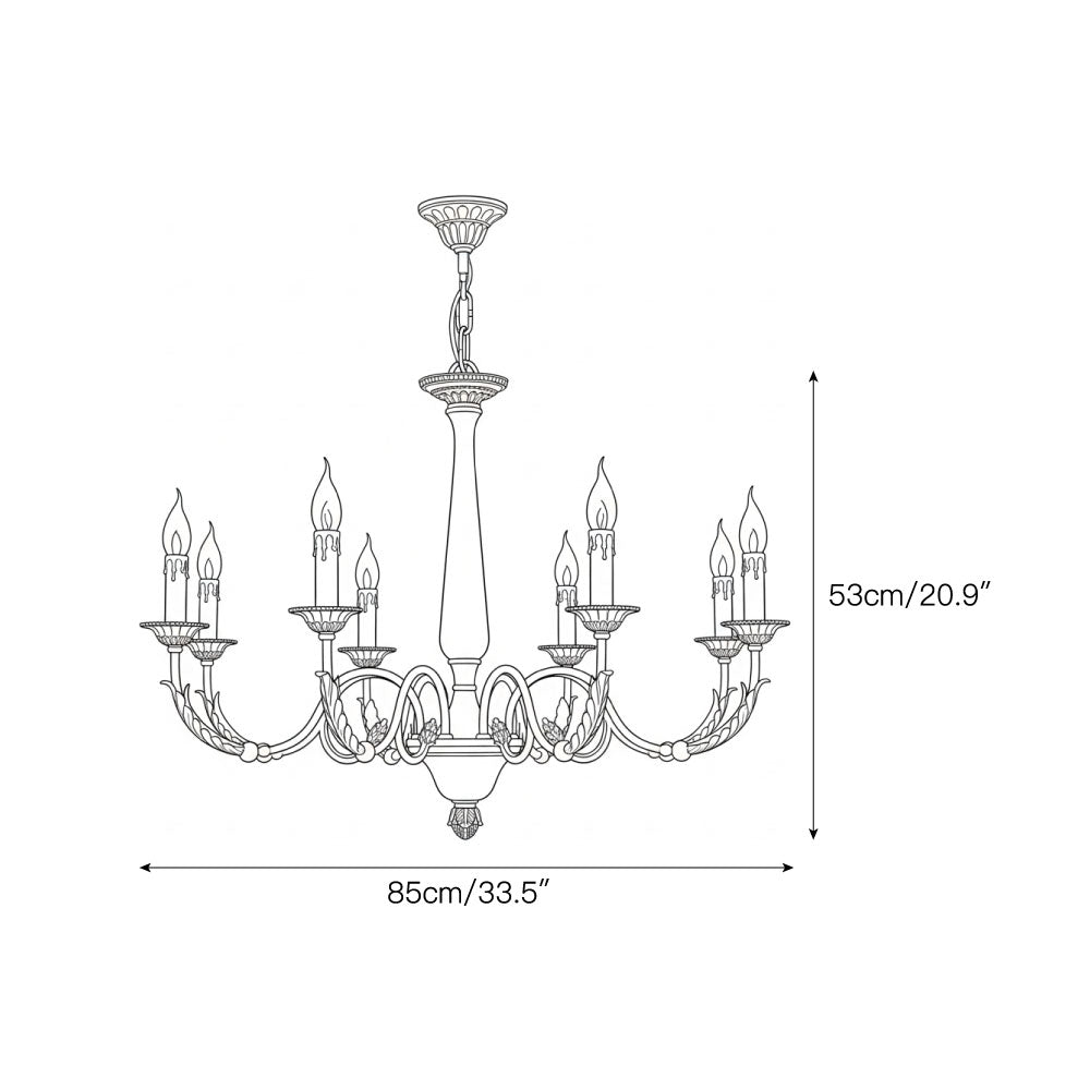 Winchester Luxury Brass Chandelier - Classic Candle Effect Hanging Light | 3, 6, 8, or 10-Head Grand Dining Pendant | E12 E14