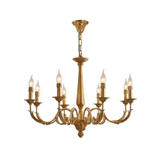 Winchester Luxury Brass Chandelier - Classic Candle Effect Hanging Light | 3, 6, 8, or 10-Head Grand Dining Pendant | E12 E14