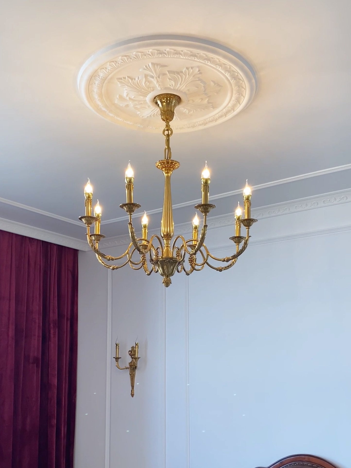 Winchester Luxury Brass Chandelier - Classic Candle Effect Hanging Light | 3, 6, 8, or 10-Head Grand Dining Pendant | E12 E14