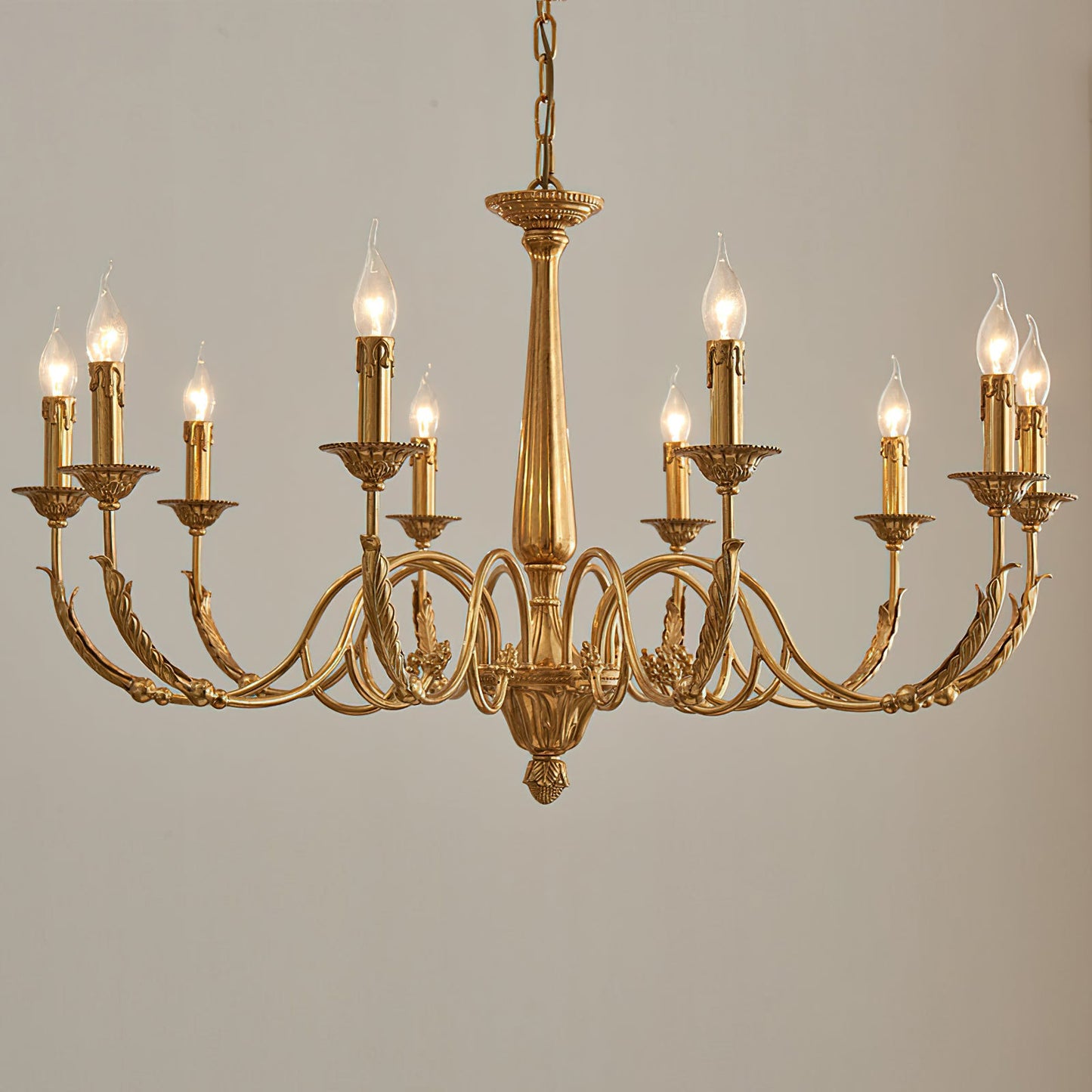 Winchester Luxury Brass Chandelier - Classic Candle Effect Hanging Light | 3, 6, 8, or 10-Head Grand Dining Pendant | E12 E14