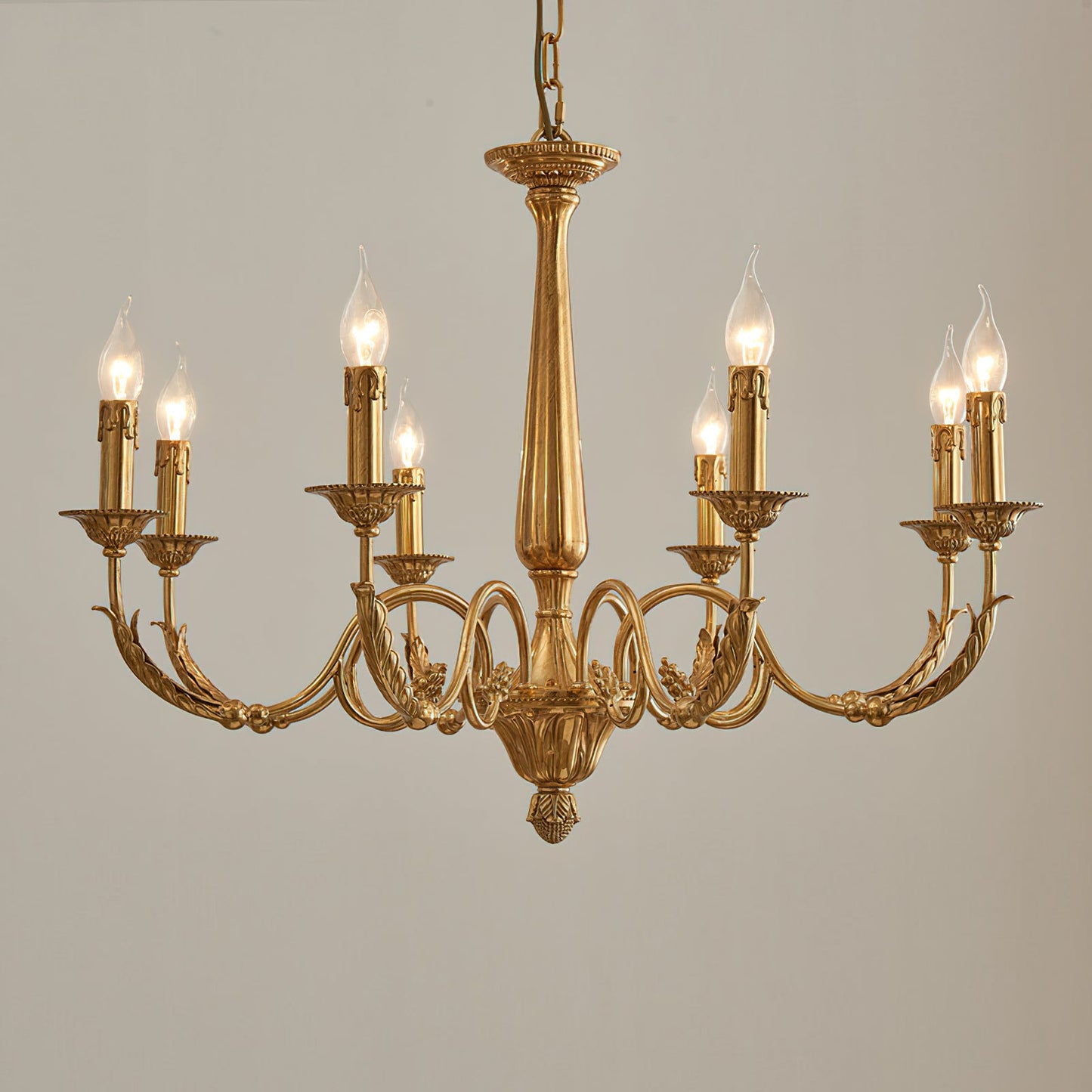 Winchester Luxury Brass Chandelier - Classic Candle Effect Hanging Light | 3, 6, 8, or 10-Head Grand Dining Pendant | E12 E14