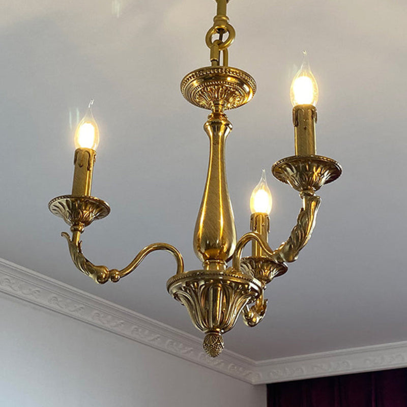 Winchester Luxury Brass Chandelier - Classic Candle Effect Hanging Light | 3, 6, 8, or 10-Head Grand Dining Pendant | E12 E14