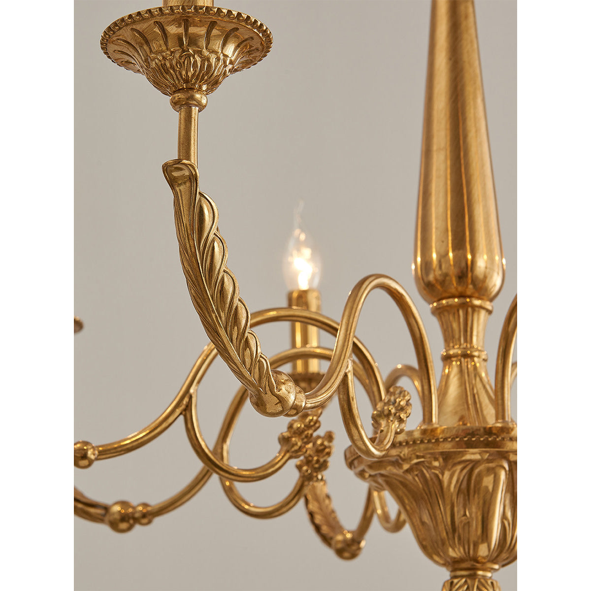 Winchester Luxury Brass Chandelier - Classic Candle Effect Hanging Light | 3, 6, 8, or 10-Head Grand Dining Pendant | E12 E14