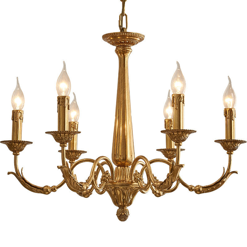 Winchester Luxury Brass Chandelier - Classic Candle Effect Hanging Light | 3, 6, 8, or 10-Head Grand Dining Pendant | E12 E14