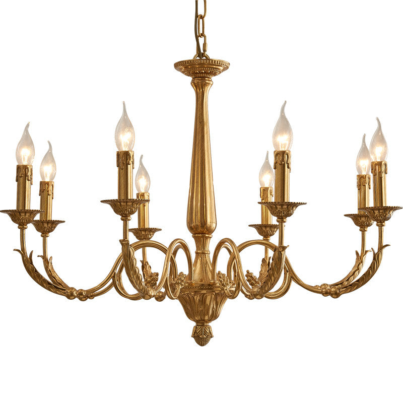 Winchester Luxury Brass Chandelier - Classic Candle Effect Hanging Light | 3, 6, 8, or 10-Head Grand Dining Pendant | E12 E14