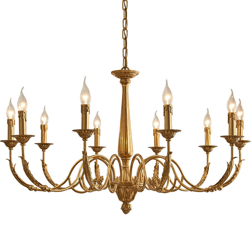 Winchester Luxury Brass Chandelier - Classic Candle Effect Hanging Light | 3, 6, 8, or 10-Head Grand Dining Pendant | E12 E14