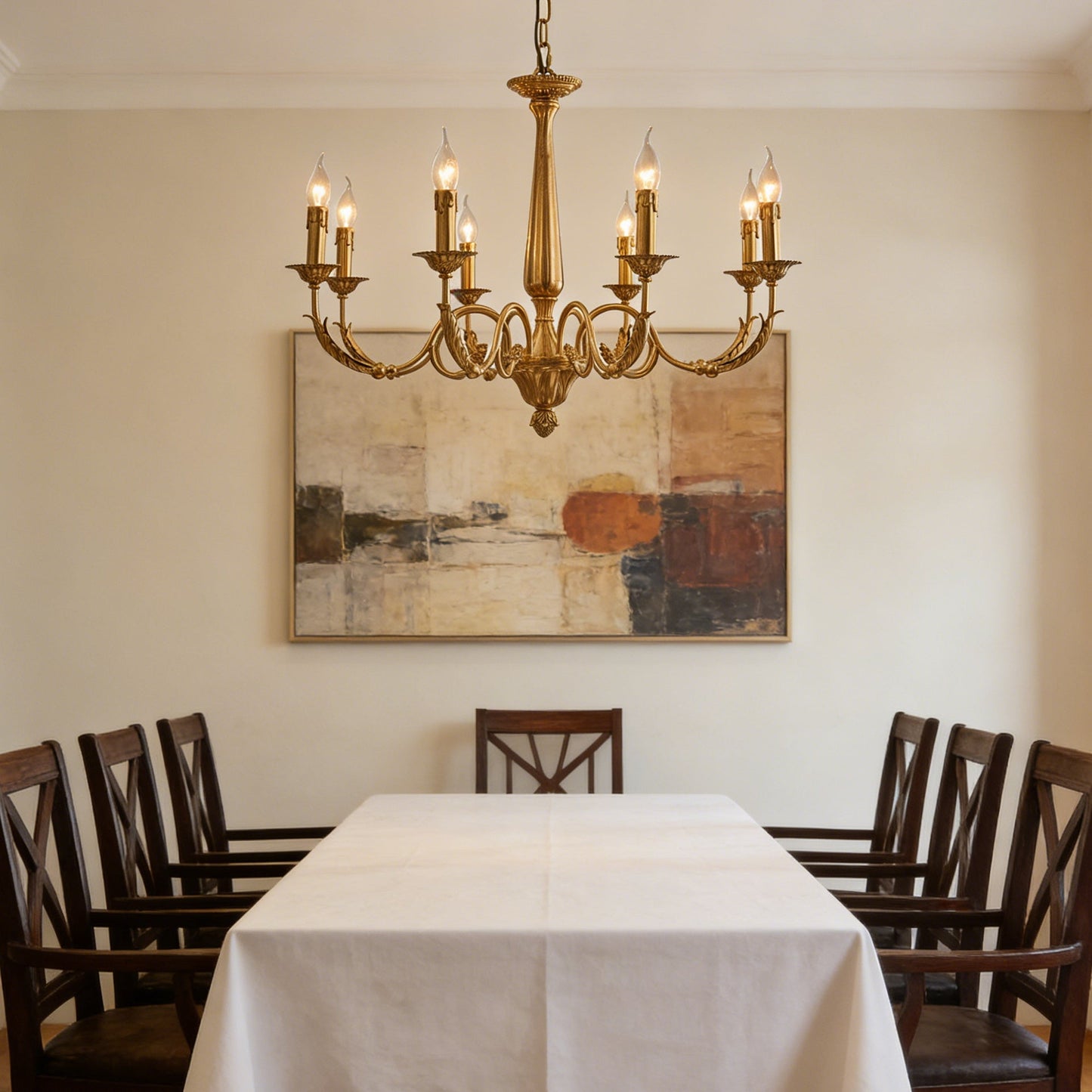 Winchester Luxury Brass Chandelier - Classic Candle Effect Hanging Light | 3, 6, 8, or 10-Head Grand Dining Pendant | E12 E14