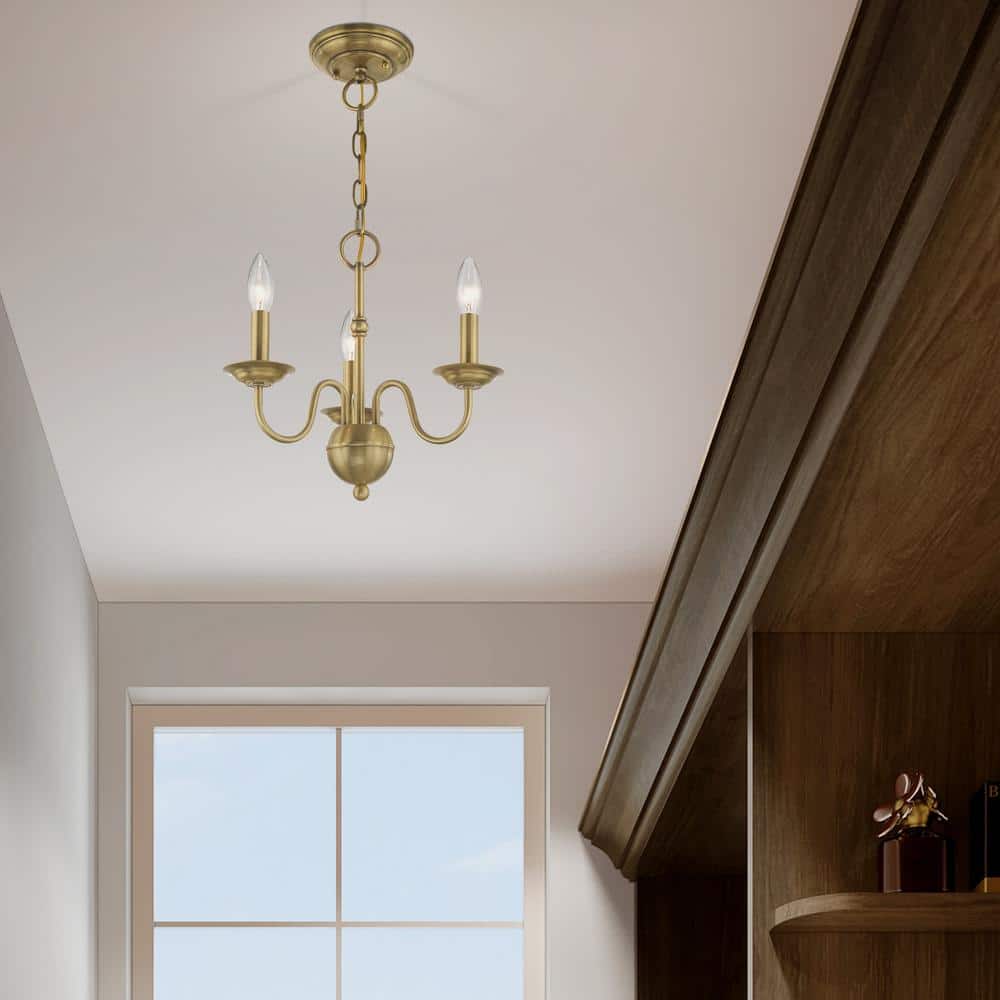 Windsor Luxury Brass Chandelier - Mid-Century Modern Candlestick Hanging Light | 3, 5, or 7-Head Island Pendant | E14 Base